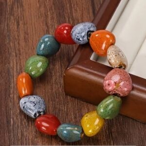 Multicolor Ceramic Bead Stretch Bracelet - Casual Women Jewelry